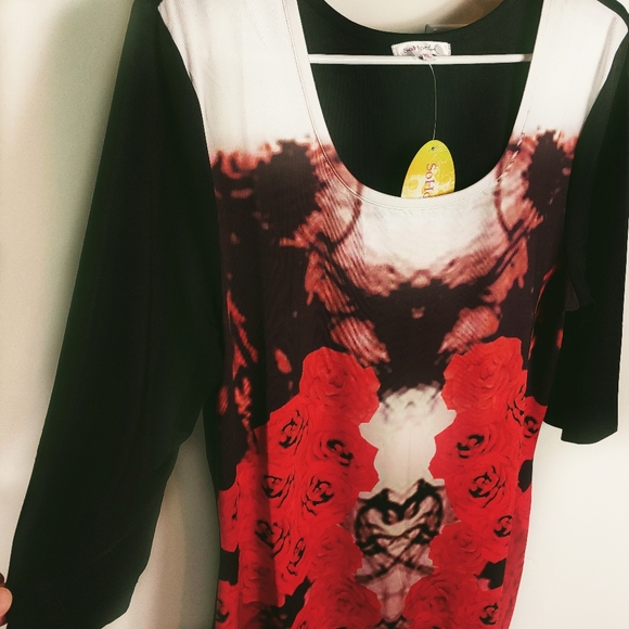 NWT Graphic Print Scoop Neck Mini Dress Size XL - Picture 2 of 10